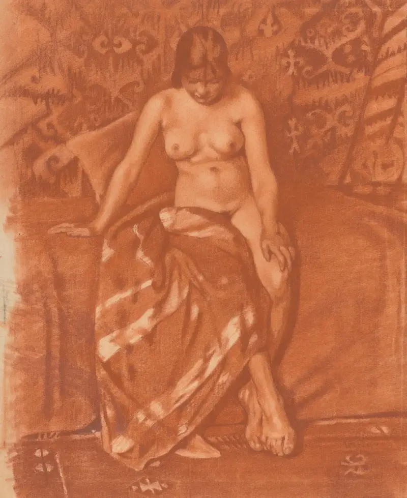 Sittande kvinnlig naken, mot höger, 1870 – nr 2 av Willem Witsen