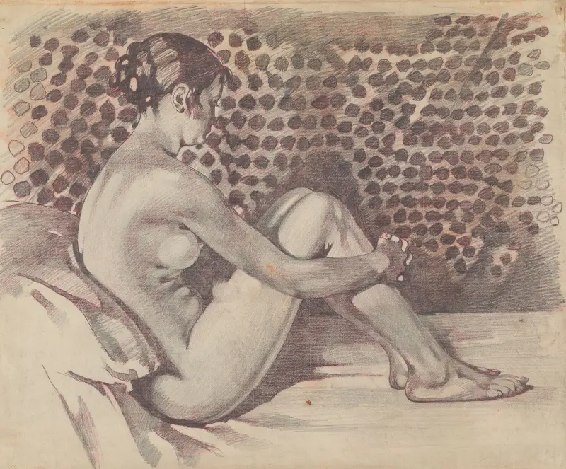 Sittande kvinnlig naken, mot höger, 1870 – nr 1 av Willem Witsen