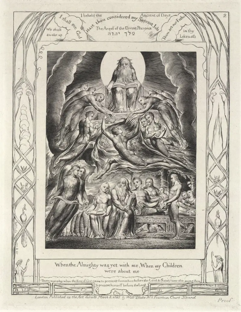 Illustrationer till Jobs bok, plansch 3 av William Blake