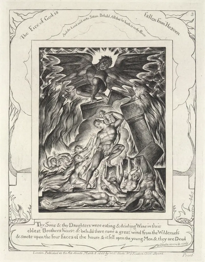 Illustrationer till Jobs bok, plansch 4 av William Blake