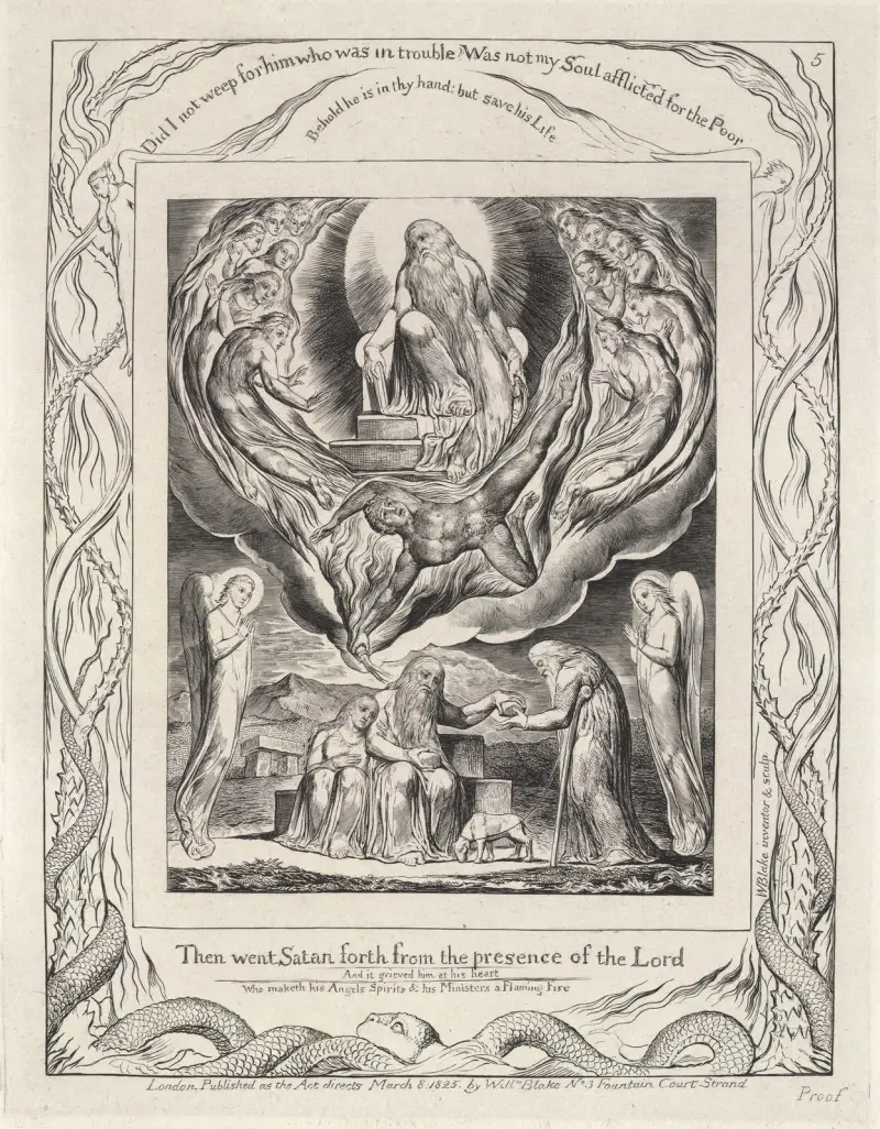 Illustrationer till Jobs bok, plansch 6 av William Blake