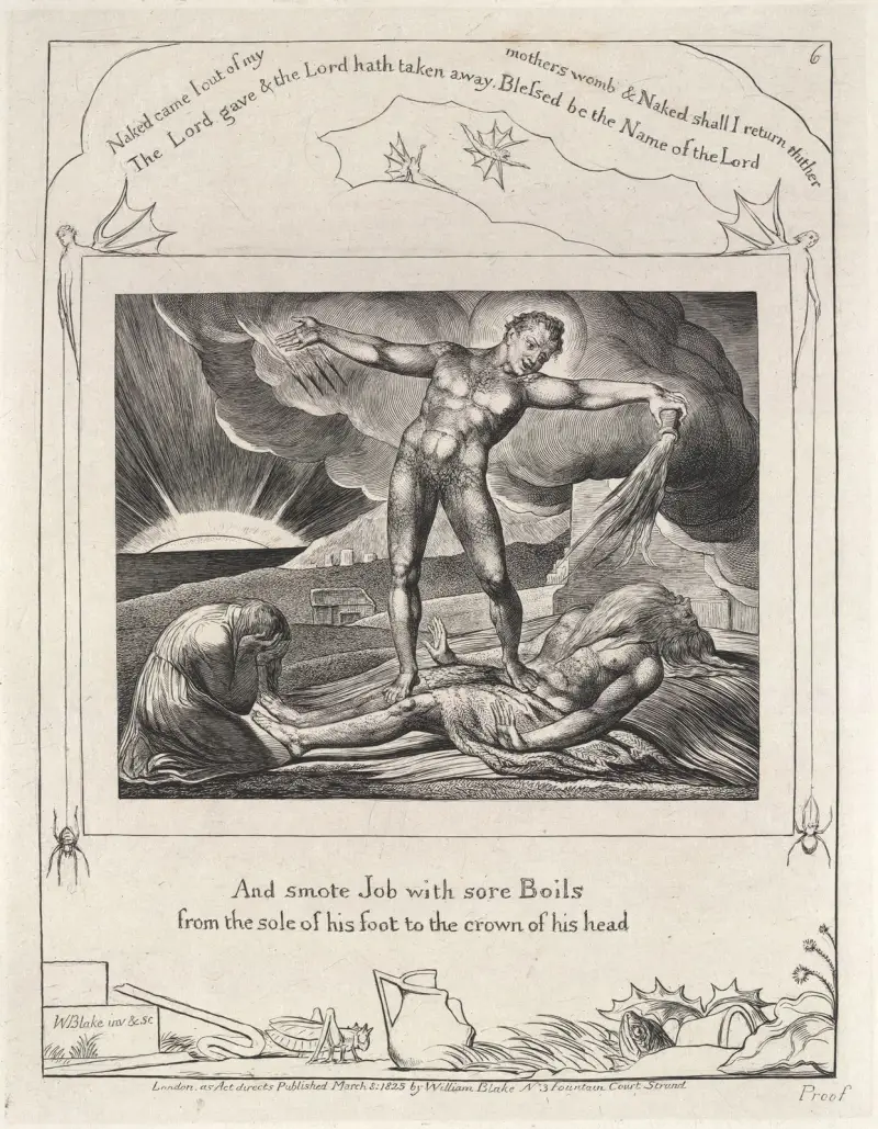 Illustrationer till Jobs bok, plansch 7 av William Blake