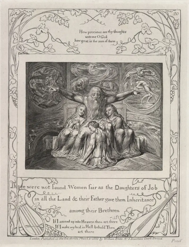 Illustrationen zum Buch Hiob, Taf. 21 von William Blake