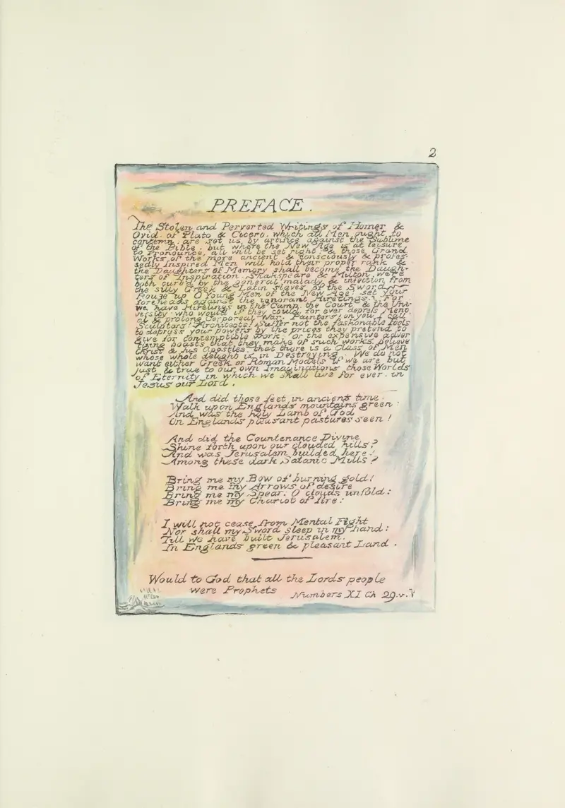 Milton, en dikt i 2 böcker, pl. 2 av William Blake