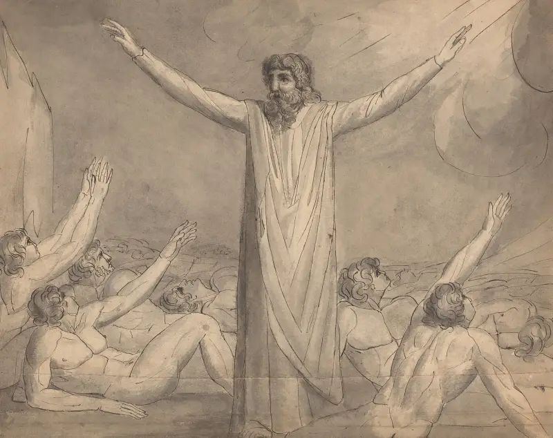 Moses hemmt die Pest von William Blake