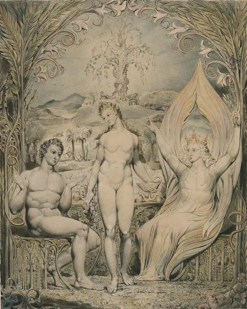 Ärkeängeln Rafael med Adam och Eva av William Blake