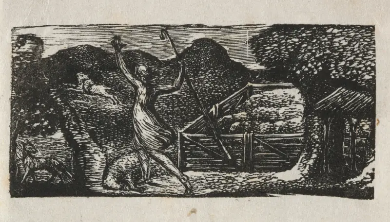 Vergilius herdar, eklog I; Herden jagar bort en varg av William Blake