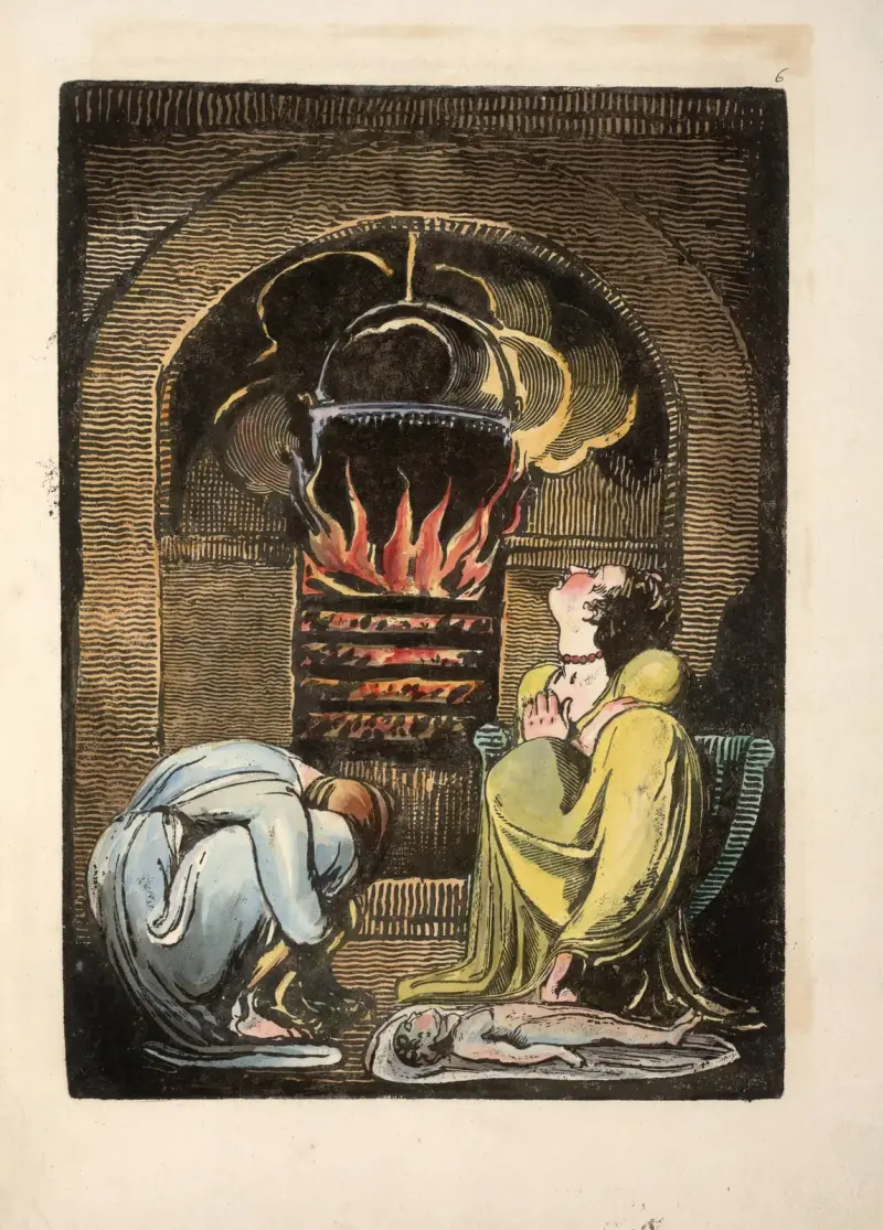 Two women in mourning av William Blake