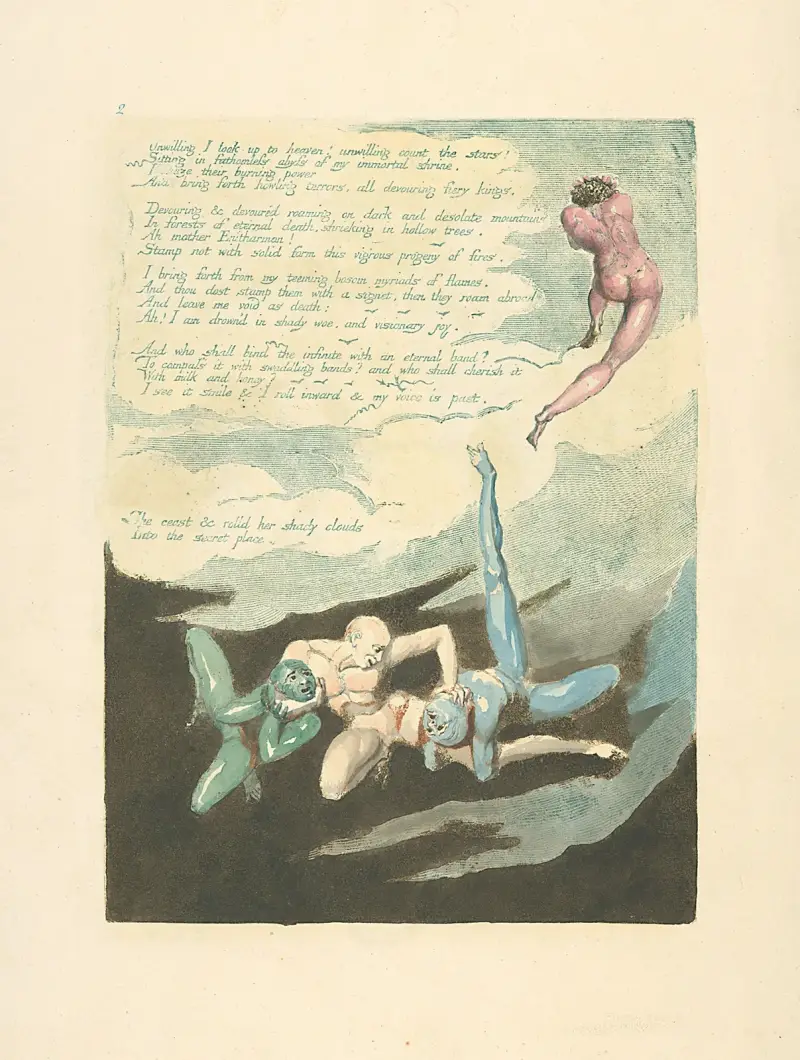 Unwilling I look up to heaven!… av William Blake