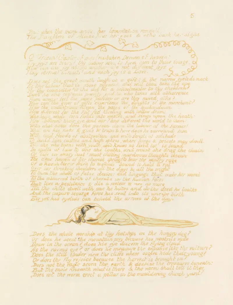 Albions döttrars visioner, plansch 7 av William Blake