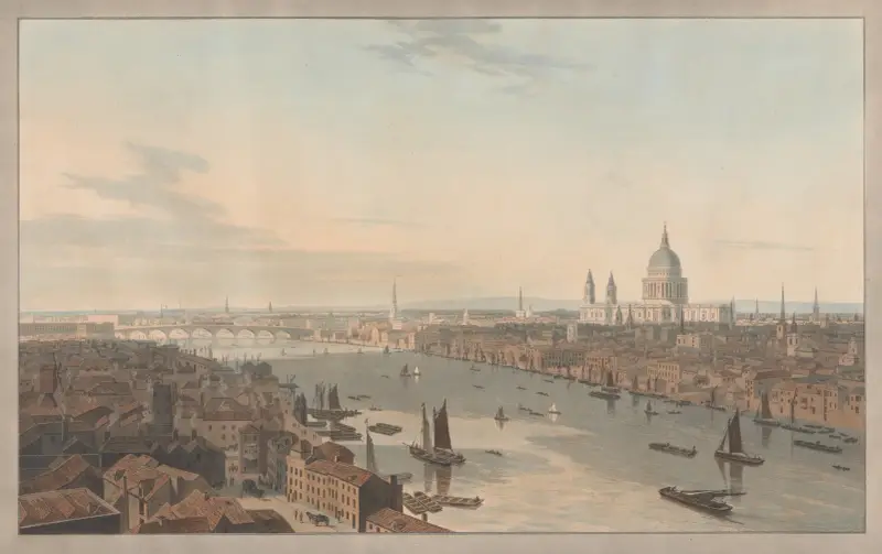 St. Paul's och Blackfriars Bridge från Southwark av William Daniell