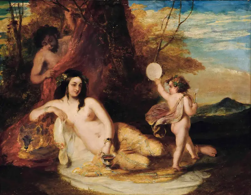 Satyr som spionerar på en vilande nymf av William Etty