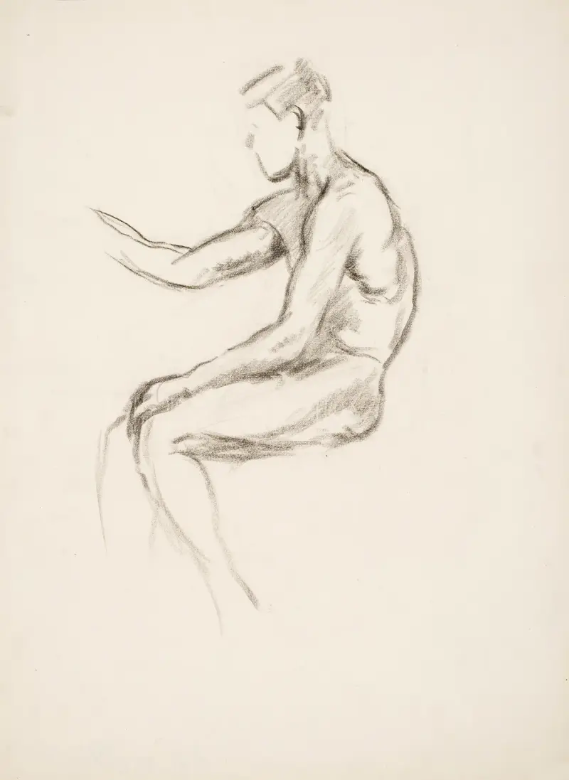 Sitzender Junge, Studie von Alfred William Finch
