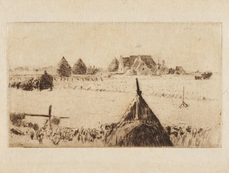 Landskap med höstackar av Alfred William Finch