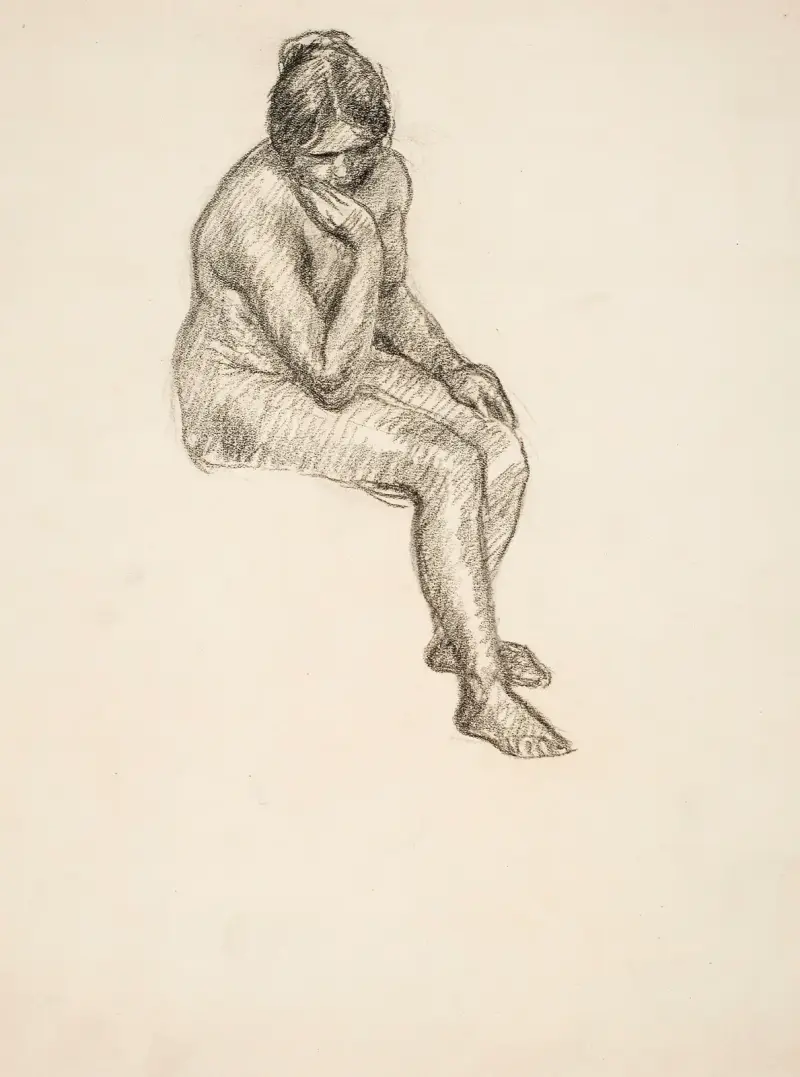 Modellstudie, sittande kvinna av Alfred William Finch