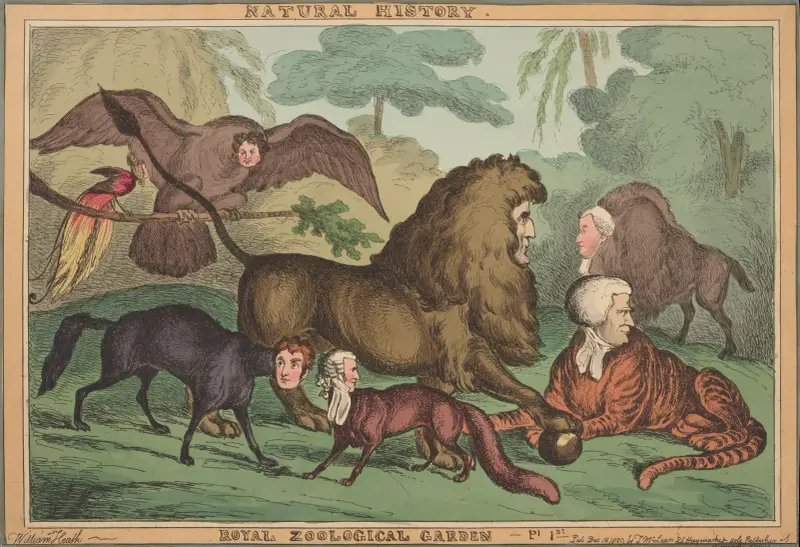 Naturhistoria. Kungliga zoologiska trädgården – plansch 1 av William Heath