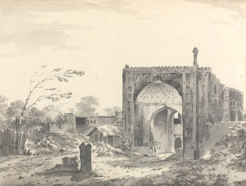 Originalteckningar för Choix de Vues de L'Inde med flera, plansch 5 av William Hodges