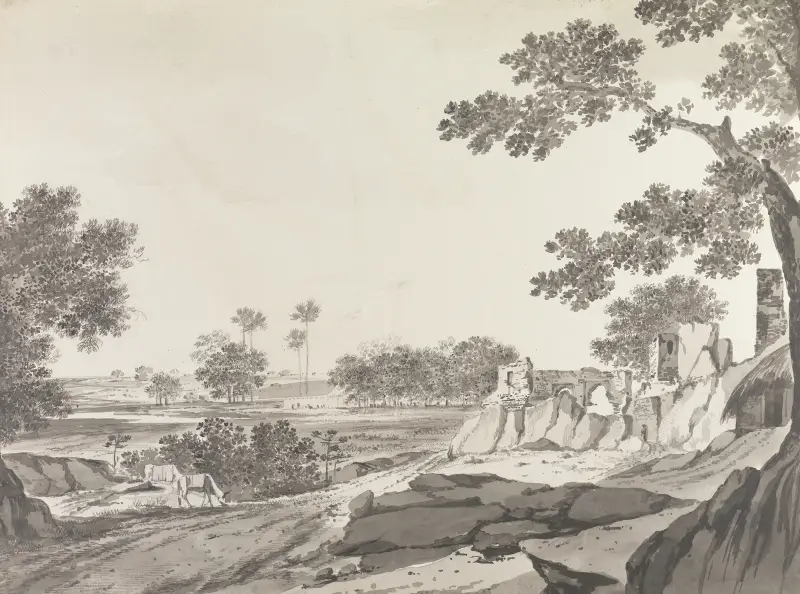 Originalteckningar för Choix de Vues de L'Inde med flera, plansch 35 av William Hodges