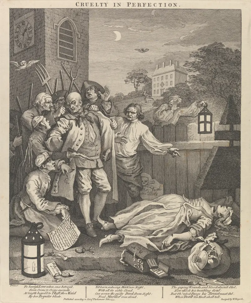 Die vier Stufen der Grausamkeit: Grausamkeit in Vollendung (Der Mörder) von William Hogarth