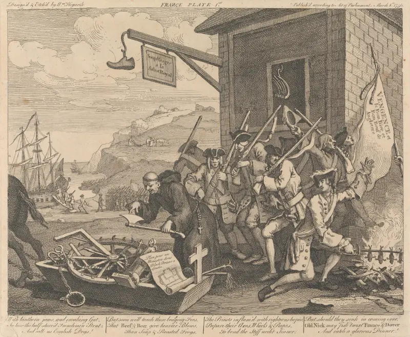 Invasionen, plansch I: Frankrike av William Hogarth