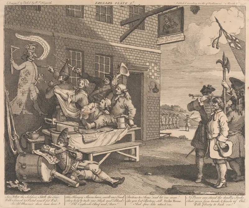 Invasionen, plansch II: England av William Hogarth
