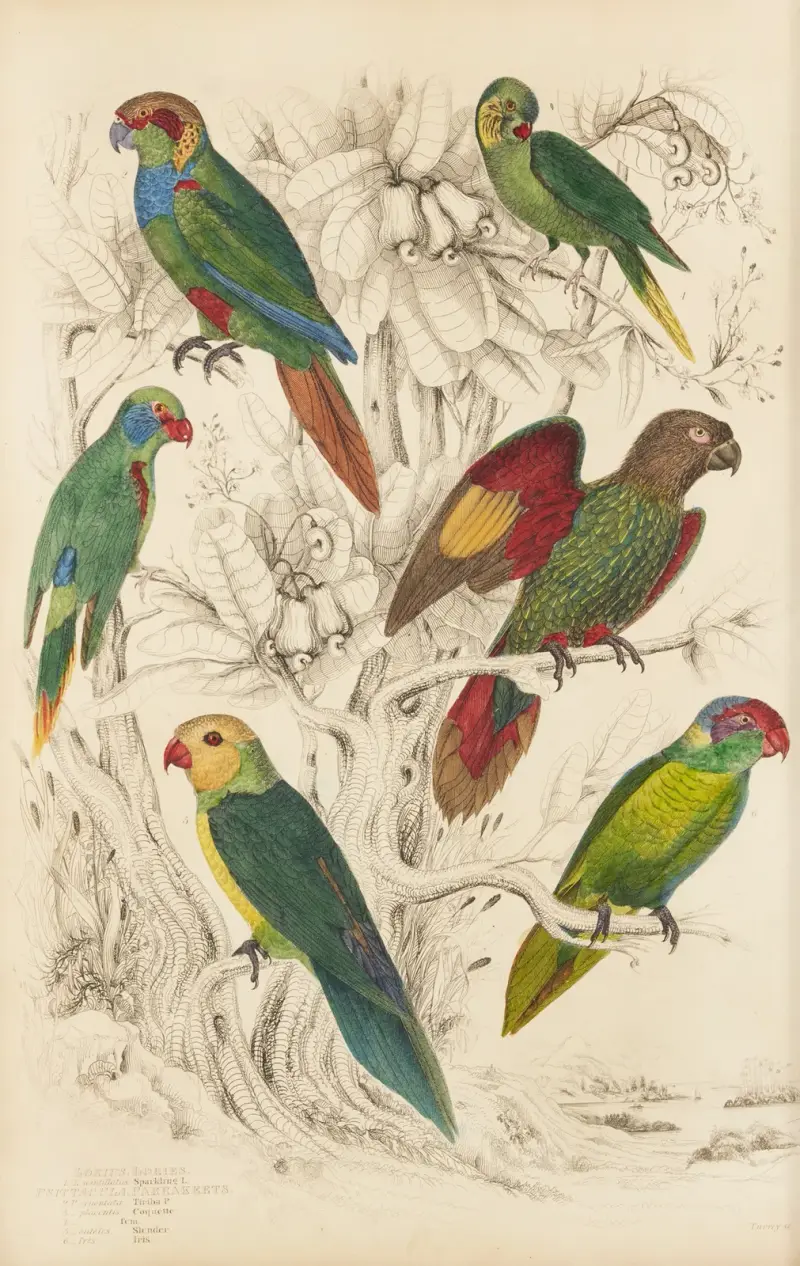 Lories, Parakeets av William MacGillivray