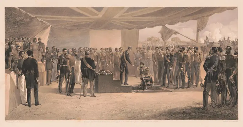 Investituren av Bathorden. Vid brittiska arméns högkvarter utanför Sevastopol, 1855 av William Simpson