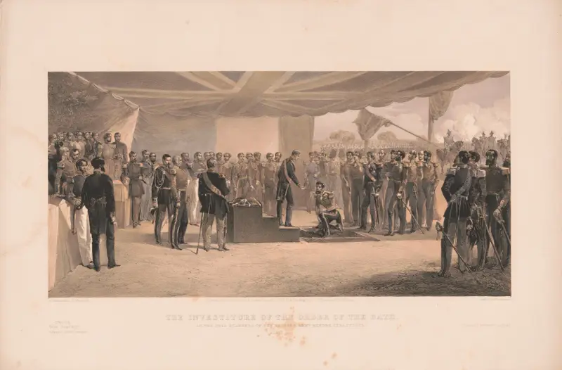 Investituren av Bathorden. Vid brittiska arméns högkvarter utanför Sevastopol, 1856 av William Simpson