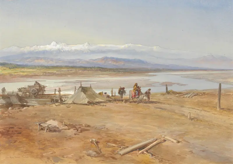 The River Chenab, Punjab av William Simpson