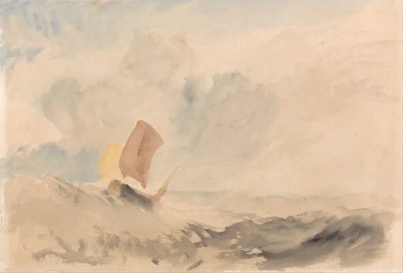 Ein Seestück, ein raues Meer mit einem Fischerboot von Joseph Mallord William Turner