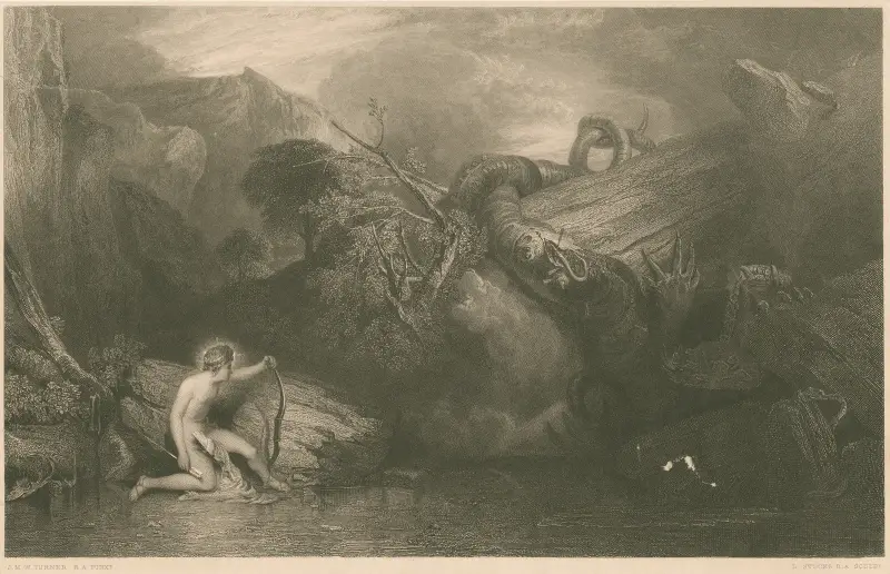 Apollo killing the python av Joseph Mallord William Turner