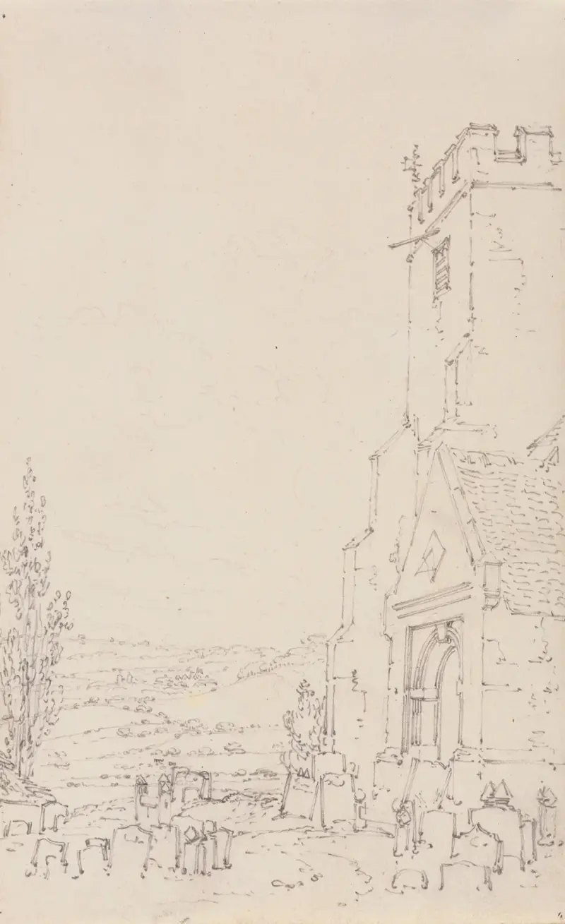 Südportal und Turm einer unbekannten Kirche von Joseph Mallord William Turner