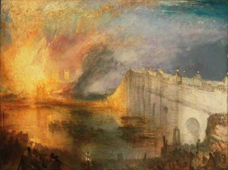 Parlamentets brand, 16 oktober 1834 av Joseph Mallord William Turner