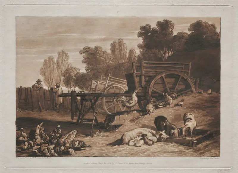 The Farmyard with the Cock av Joseph Mallord William Turner