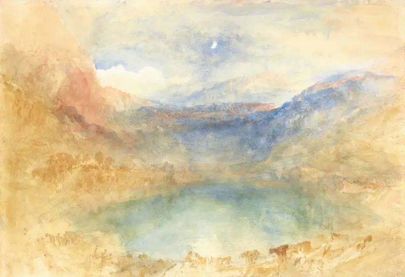 Lungernsjön i månsken, Schweiz av Joseph Mallord William Turner