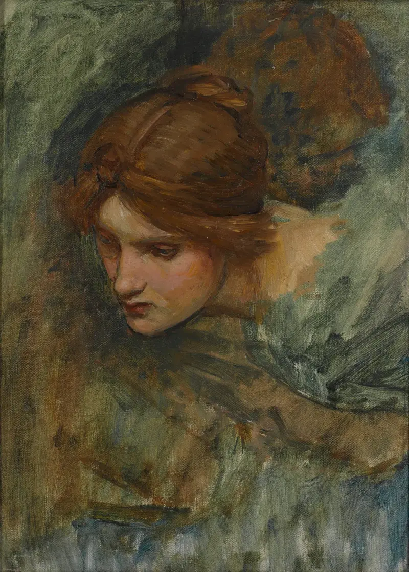 Förstudie till Venus huvud i Adonis uppvaknande av John William Waterhouse