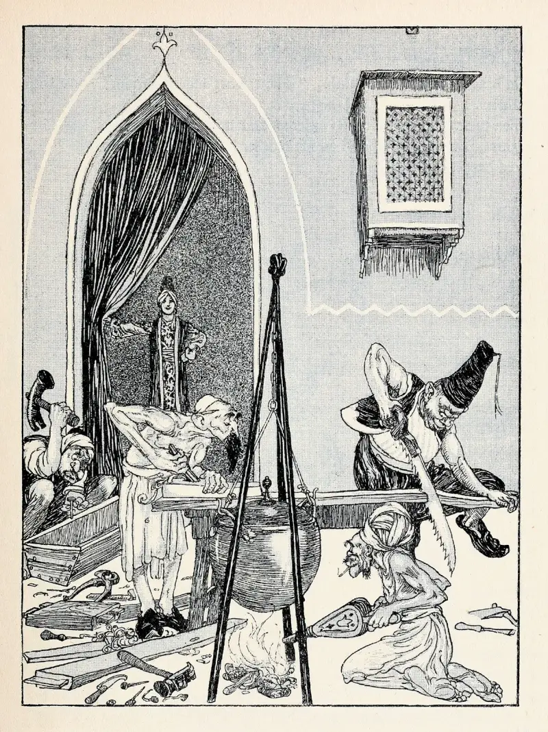 Fyrtiofyra turkiska sagor, plansch 4 av Willy Pogany