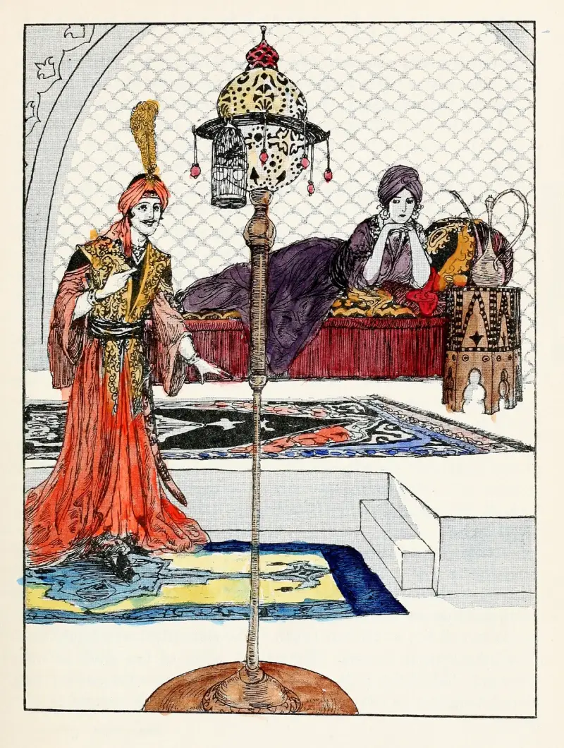 Fyrtiofyra turkiska sagor, plansch 09 av Willy Pogany