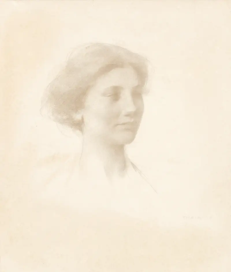 Flickhuvud, 1909 av Thomas Wilmer Dewing