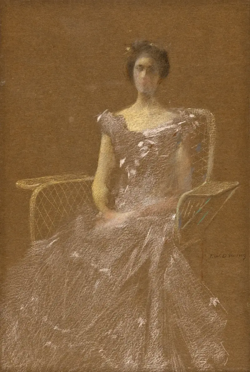 Lady in Rattan Armchair av Thomas Wilmer Dewing