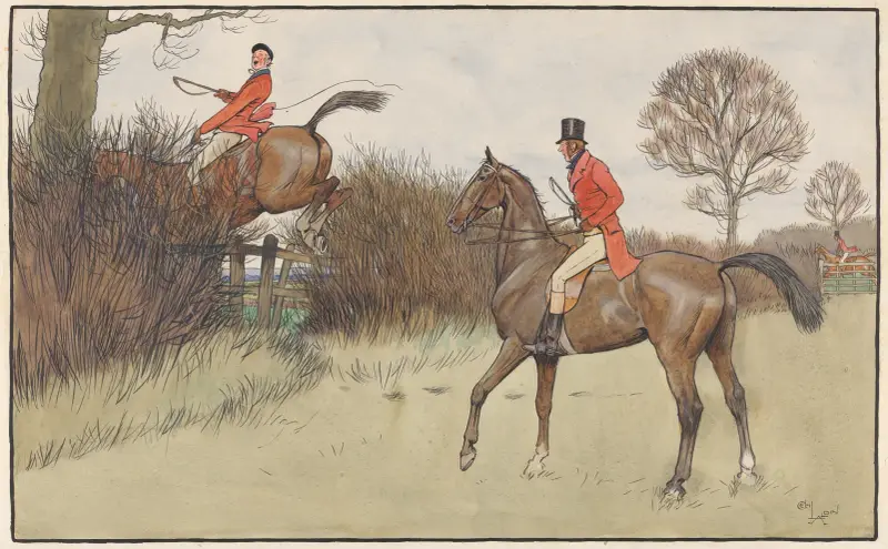 `Ar Never Gets Off’ – Hunting Scene av Cecil Charles Windsor Aldin