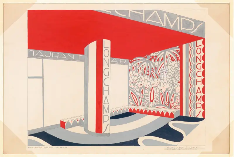 [Design drawing for Manhattan House Longchamps Restaurant, corner of 3rd Avenue and 65th Street, New York, NY.] [Study for mosaic front av Winold Reiss