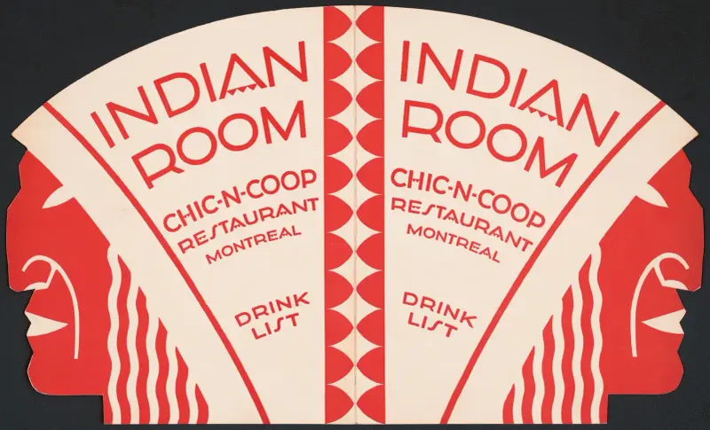 Förslag till Indian Room, Chic-n-Coop Restaurant, Montreal, Kanada av Winold Reiss