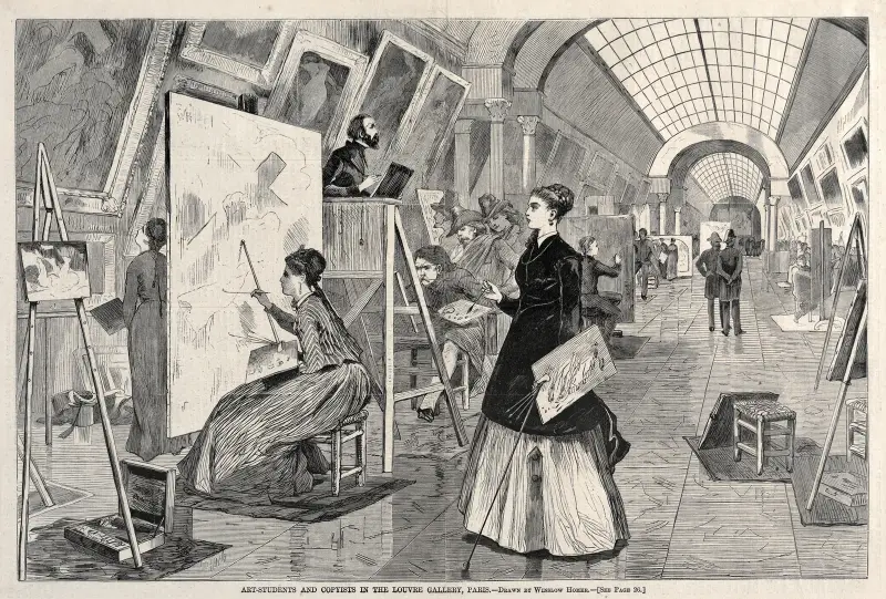 Konststudenter och kopister i Louvrens galleri, Paris av Winslow Homer