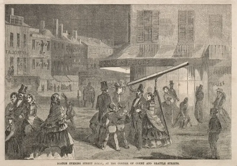 Kvällsscen i Boston, vid hörnet av Court Street och Brattle Street av Winslow Homer