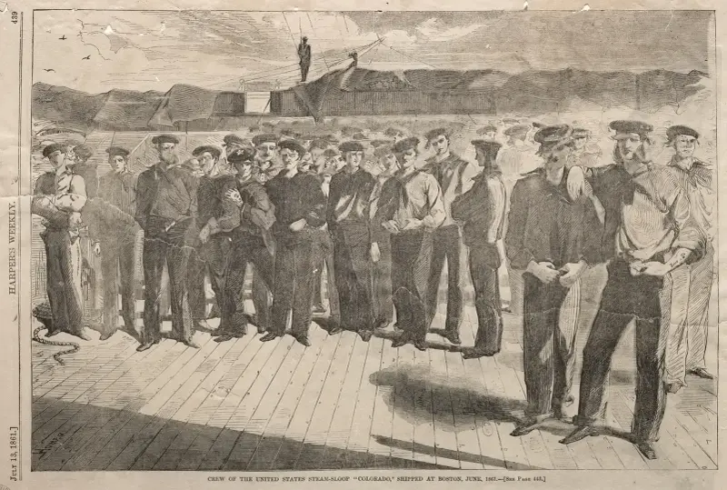 Besättningen på den amerikanska ångslupen "Colorado", utmönstrad i Boston, juni 1861 av Winslow Homer