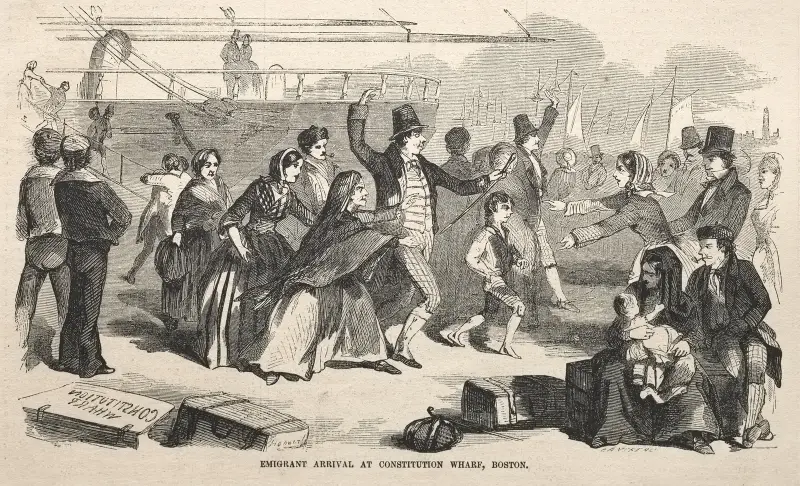 Emigranter anländer till Constitution Wharf, Boston av Winslow Homer