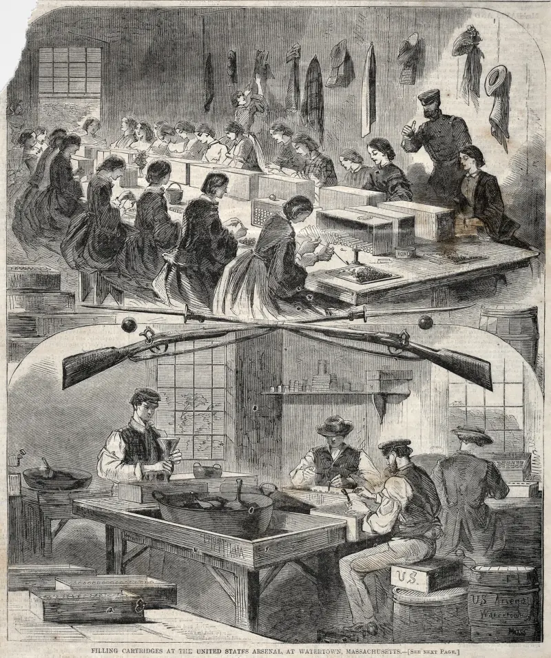 Patronenfüllung im United States Arsenal in Watertown, Massachusetts von Winslow Homer