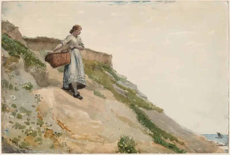 Flicka med korg av Winslow Homer