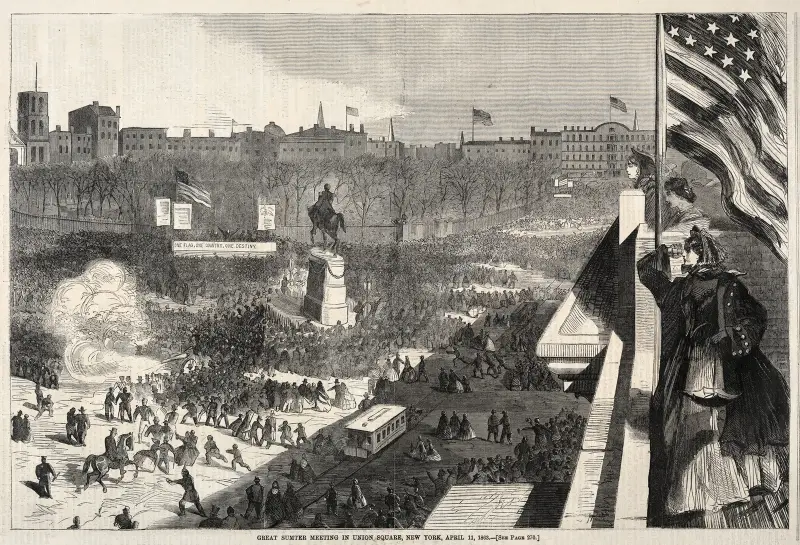 Stort Sumter-möte i Union Square, New York, 11 april 1863 av Winslow Homer